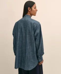 Brooks Brothers X Engineered Garments Cotton Chambray Wing Collar Oversized Dress Shirt