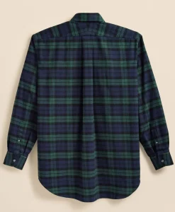 Brooks Brothers X Engineered Garments Cotton Flannel Round Pinhole Collar Oversized, Tartan Dress Shirt