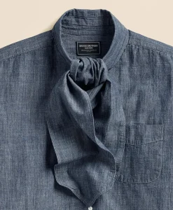 Brooks Brothers X Engineered Garments Cotton Chambray Ascot Collar Oversized Dress Shirt