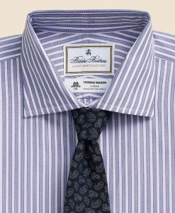Brooks Brothers X Thomas Mason® Cotton Poplin English Collar, Stripe Dress Shirt