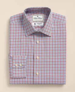 Brooks Brothers X Thomas Mason® Cotton Poplin Ainsley Collar, Check Dress Shirt