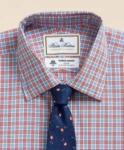 Brooks Brothers X Thomas Mason® Cotton Poplin Ainsley Collar, Check Dress Shirt