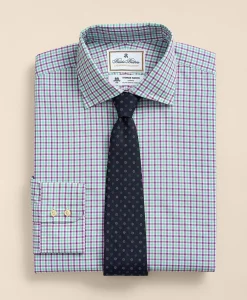 Brooks Brothers X Thomas Mason® Cotton Poplin English Collar, Check Dress Shirt