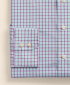Brooks Brothers X Thomas Mason® Cotton Poplin English Collar, Check Dress Shirt