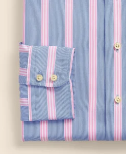 Brooks Brothers X Thomas Mason® Cotton Poplin English Collar, Bold Stripe Dress Shirt