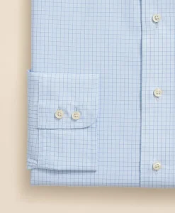 Brooks Brothers X Thomas Mason® Cotton English Collar, Windowpane Dress Shirt