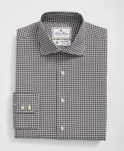 Brooks Brothers X Thomas Mason® Cotton English Collar, Checked Dress Shirt