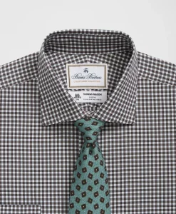 Brooks Brothers X Thomas Mason® Cotton English Collar, Checked Dress Shirt