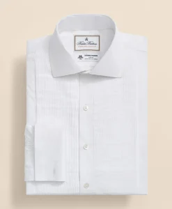 Brooks Brothers X Thomas Mason® Cotton English Collar, Swiss Pleat Front Tuxedo Shirt