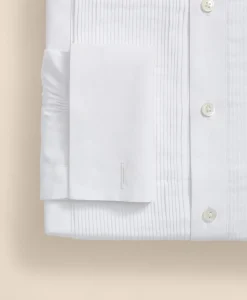 Brooks Brothers X Thomas Mason® Cotton English Collar, Swiss Pleat Front Tuxedo Shirt