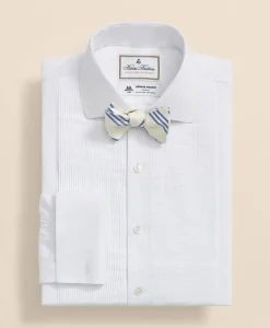 Brooks Brothers X Thomas Mason® Cotton English Collar, Swiss Pleat Front Tuxedo Shirt