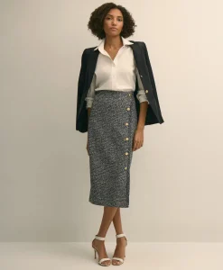 Buttoned Column Knit Skirt