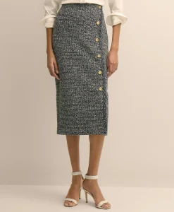 Buttoned Column Knit Skirt
