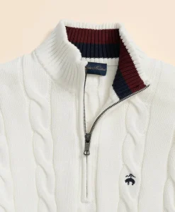 Cable Knit Tennis Quarter-Zip Sweater in Supima® Cotton