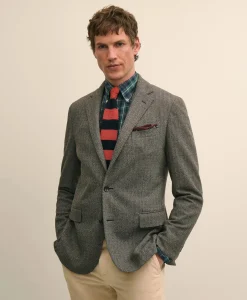 Classic Fit Cotton Blend Herringbone Knit Sport Coat