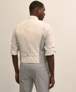 Classic Fit Cotton Blend Seersucker Vest