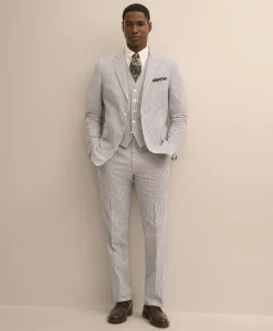 Classic Fit Cotton Blend Seersucker Vest