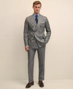 Classic Fit Double-Breasted Wool Pinstripe 1818 Suit