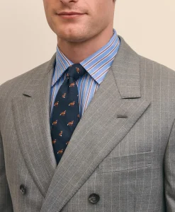 Classic Fit Double-Breasted Wool Pinstripe 1818 Suit