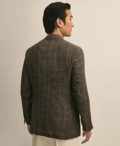 Classic Fit Linen-Cotton-Wool Hopsack Windowpane Sport Coat