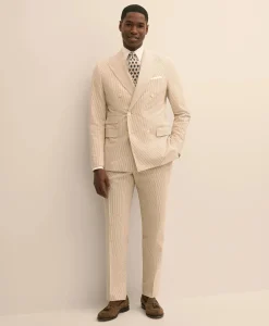 Classic Fit Stretch Cotton Double-Breasted Seersucker 1818 Suit