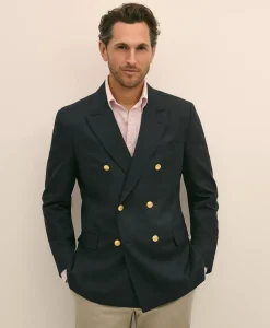 Classic Fit Stretch Wool Double-Breasted 1818 Blazer