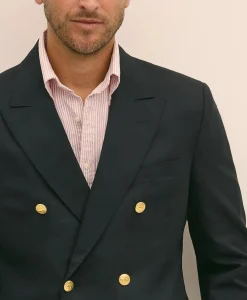 Classic Fit Stretch Wool Double-Breasted 1818 Blazer