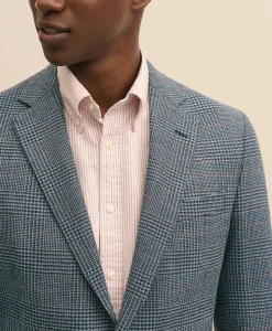 Classic Fit Wool-Cotton Blend Hopsack Houndstooth Sport Coat