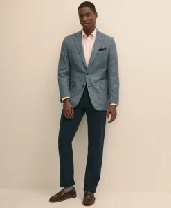 Classic Fit Wool-Cotton Blend Hopsack Houndstooth Sport Coat