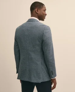 Classic Fit Wool-Cotton Blend Hopsack Houndstooth Sport Coat