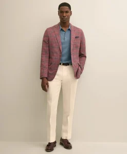 Classic Fit Wool-Cotton-Linen Hopsack Check Sport Coat