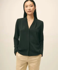 Concealed-Placket Blouse in Crepe