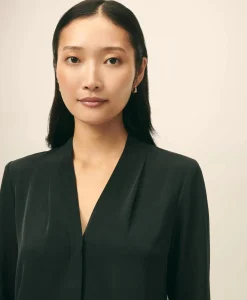 Concealed-Placket Blouse in Crepe