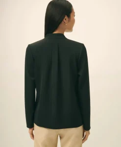 Concealed-Placket Blouse in Crepe