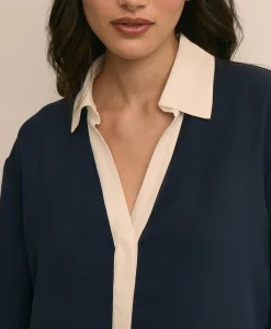 Contrast-Tipping Blouse