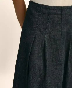 Cotton Blend A-Line Denim Skirt