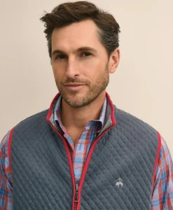 Cotton-Blend Diamond-Quilted Full-Zip Vest