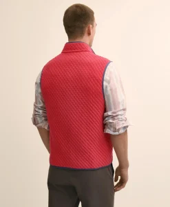 Cotton-Blend Diamond-Quilted Full-Zip Vest