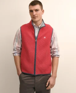 Cotton-Blend Diamond-Quilted Full-Zip Vest