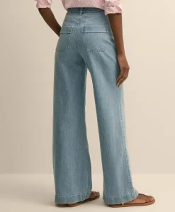 Cotton-Blend Patch Pocket Flare Jeans