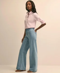 Cotton-Blend Patch Pocket Flare Jeans