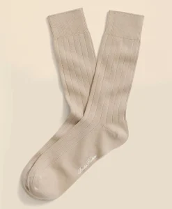 Cotton Blend Ribbed Crew Socks