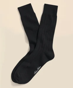 Cotton Blend Ribbed Crew Socks