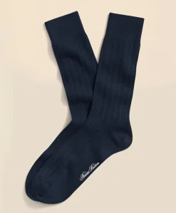 Cotton Blend Ribbed Crew Socks