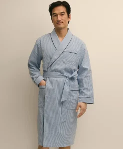 Cotton Blend Seersucker Robe