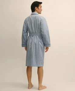 Cotton Blend Seersucker Robe
