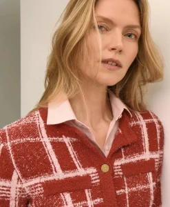 Cotton-Blend Soft Plaid Cardigan