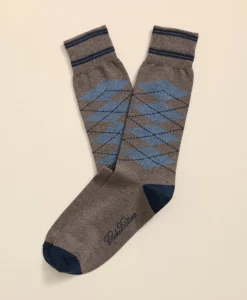 Cotton-Blend Tipped Argyle Socks