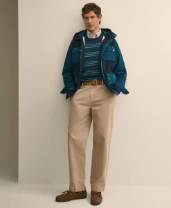 Cotton Blend Water-Repellent Colorblocked Utility Jacket