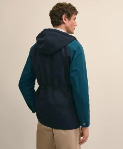 Cotton Blend Water-Repellent Colorblocked Utility Jacket